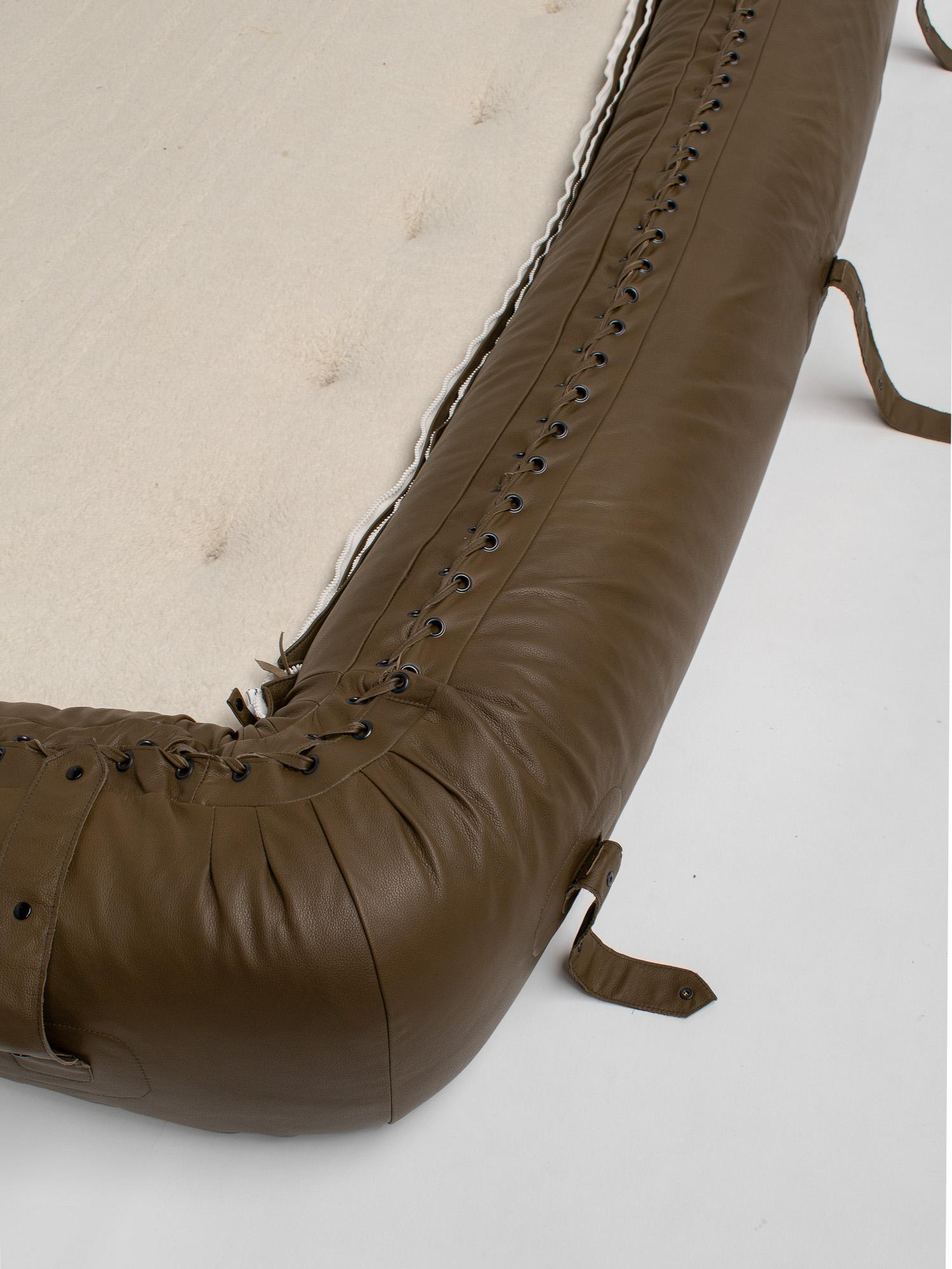 Olive Green Leather Anfibio Sofa Bed by Alessandro Becchi for Giovannetti, 1970s 5