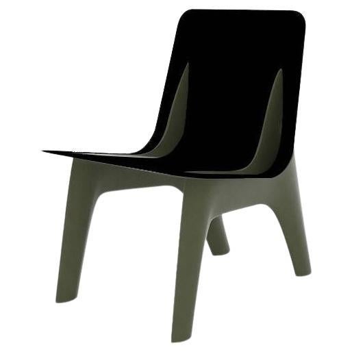 Chaise en acier en cuir vert olive J-Chair Lounge by Zieta en vente