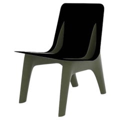 Olive Green Leather Steel J-Chair Lounge by Zieta
