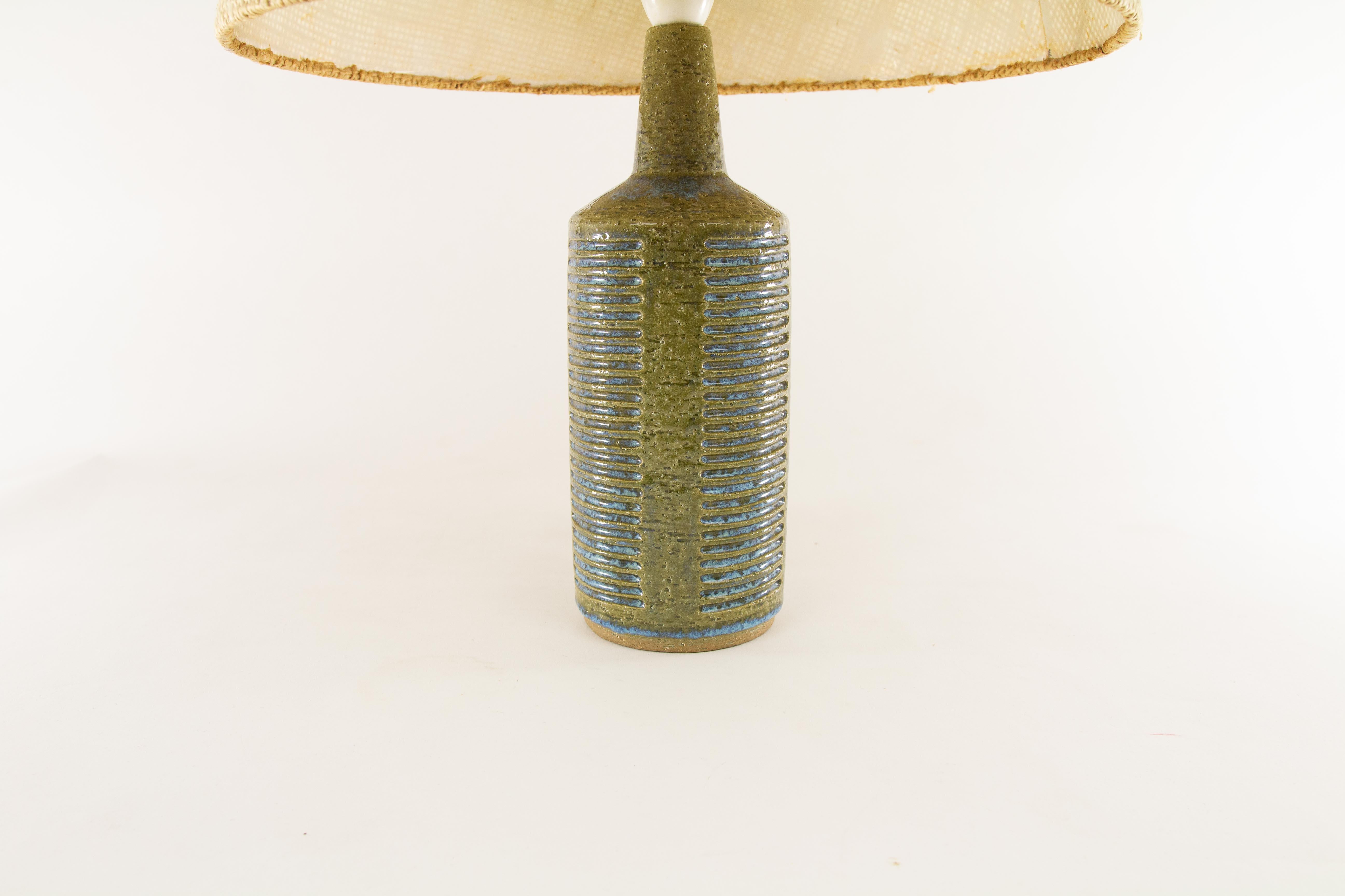 Scandinavian Modern Olive Green & Light Blue Table Lamp Model DL/30 by Per Linnemann-Schmidt, 1960s
