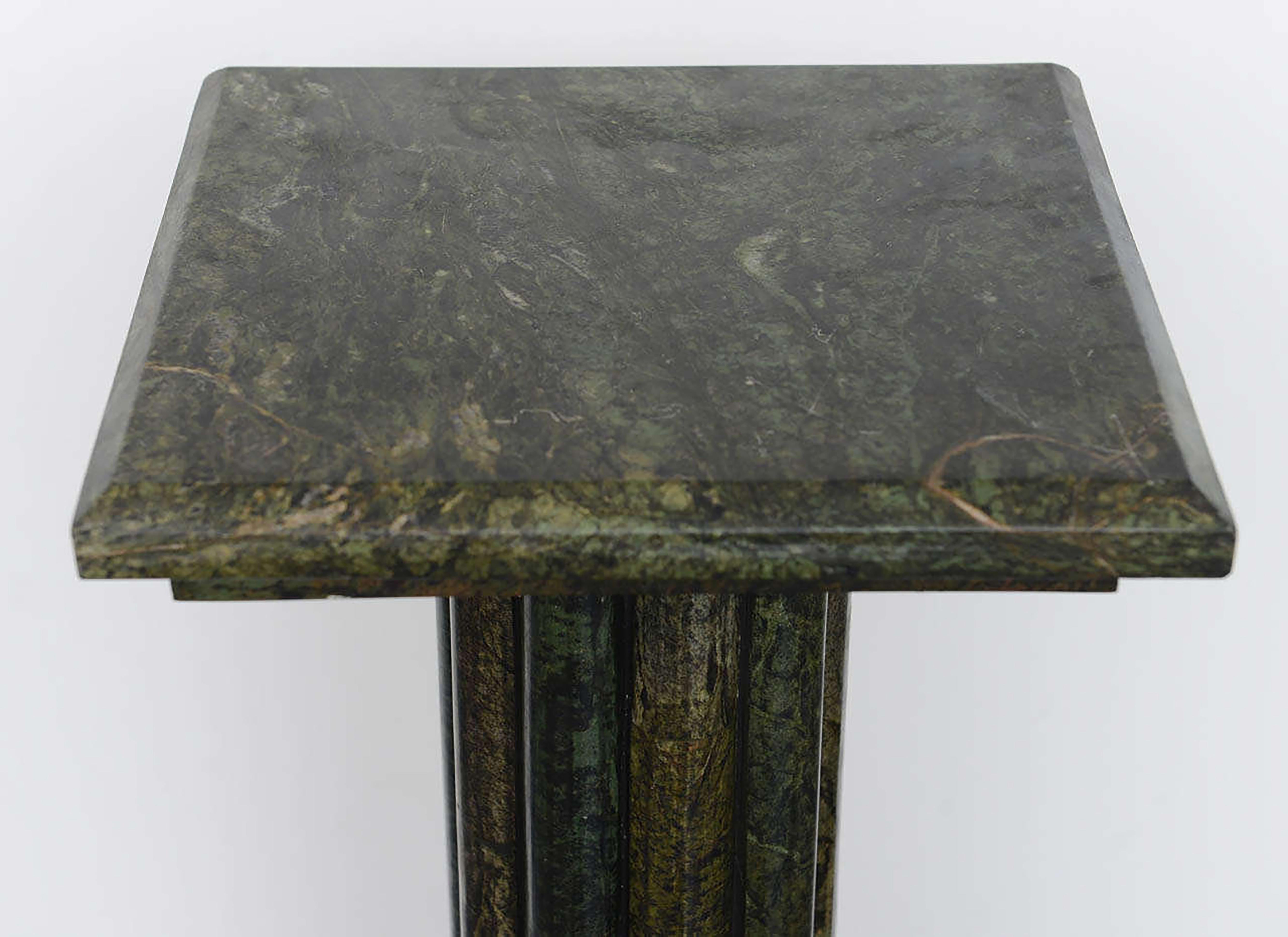 Deep Olive Green Marble Pedestal In Good Condition For Sale In Miami, FL