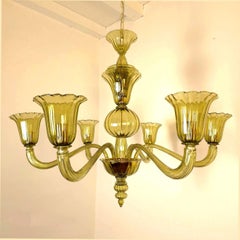 Olive green Murano glass chandelier