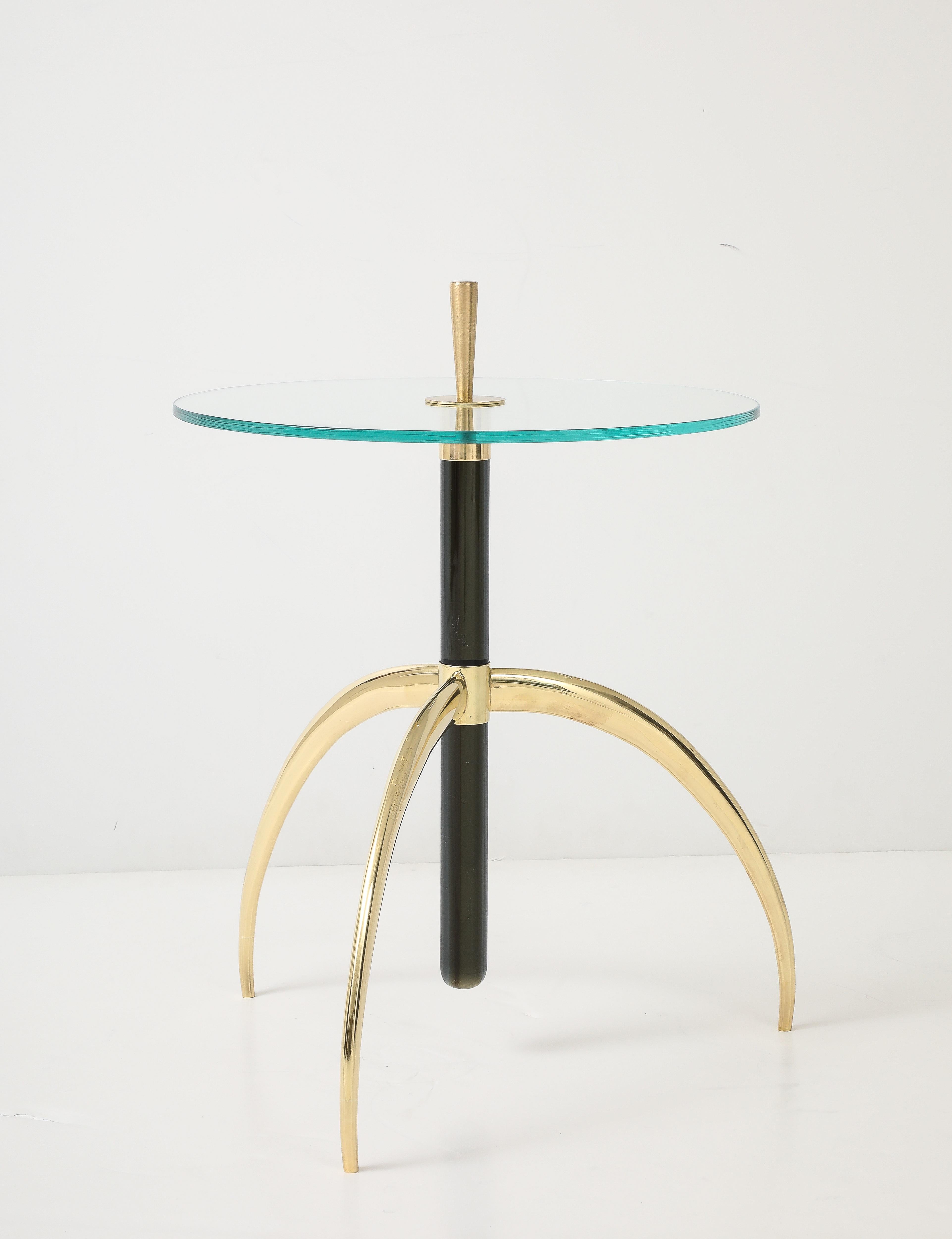 Olive Green Murano Glass Glass Stem Side Table (Moderne) im Angebot