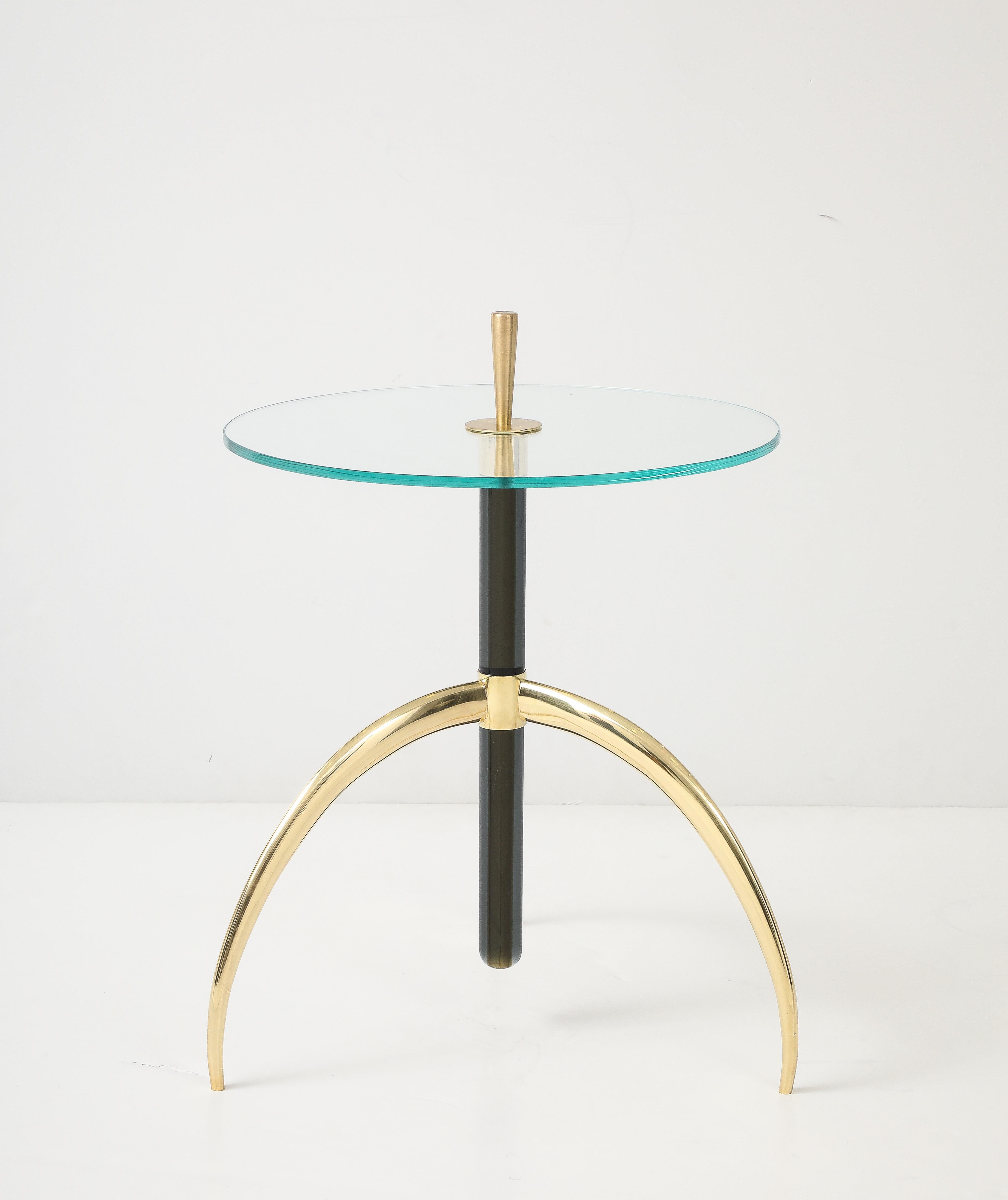 Olive Green Murano Glass Glass Stem Side Table (Italienisch) im Angebot