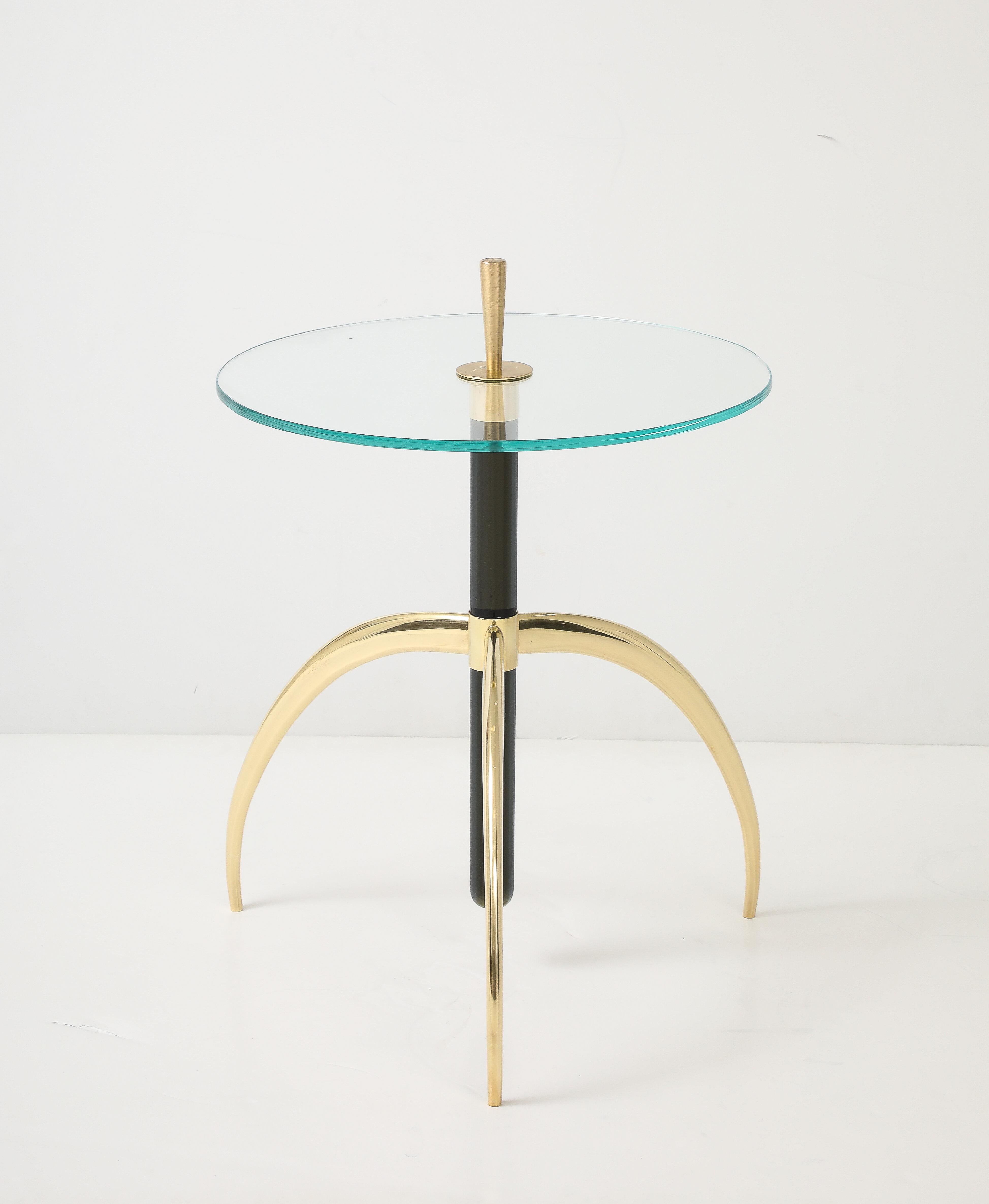 Olive Green Murano Glass Glass Stem Side Table (21. Jahrhundert und zeitgenössisch) im Angebot