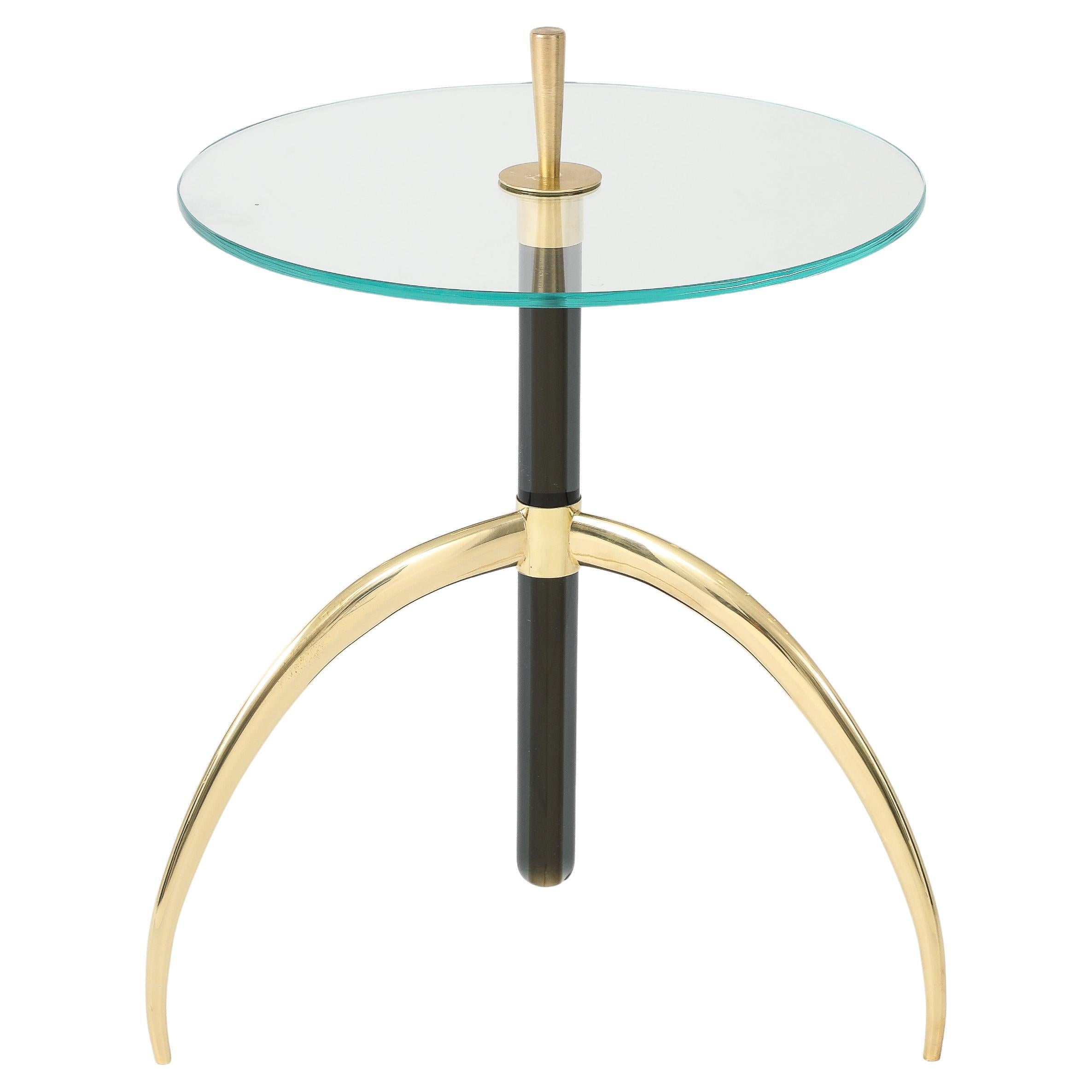 Olive Green Murano Glass Glass Stem Side Table