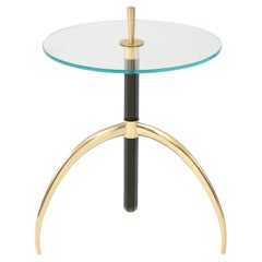 Olive Green Murano Glass Glass Stem Side Table