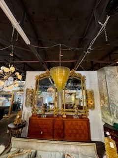 Olive Green Murano Glass Waterfall Chandelier