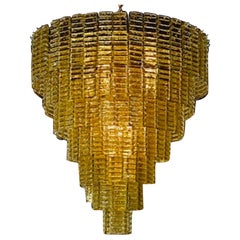 Olive Green Murano Glass Waterfall Chandelier