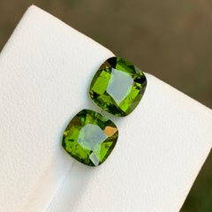 Olive Green Natural Tourmaline Gemstone 5.15 Ct Step Cushion Earrings Jewelry Olive Green Natural Tourmaline Gemstone 5.15 Ct Step Cushion Earrings Jewelry