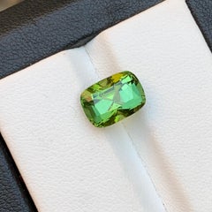 Olive Green Natural Tourmaline Ring Loose Gemstone 3.45 Ct Cushion Cut