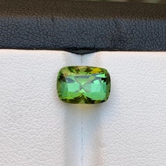 Olive Green Natural Tourmaline Ring Loose Gemstone 3.45 Ct Cushion Cut