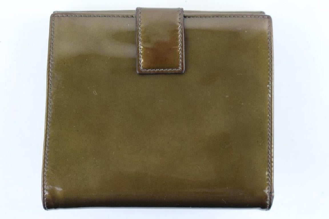Olive Green Patent Gancini Flap Logo wallet 1MJ1021 For Sale 2