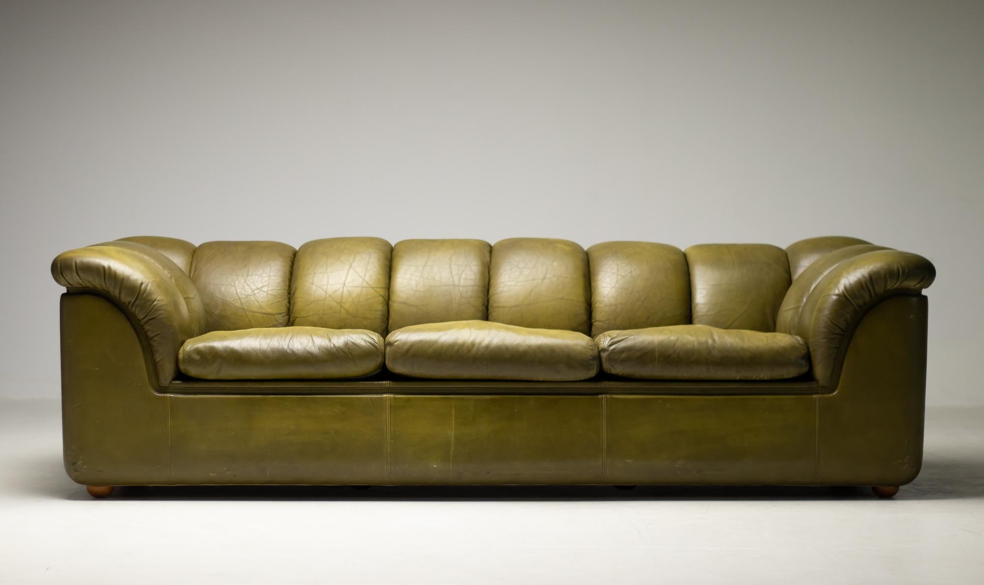 olive green leather sofa