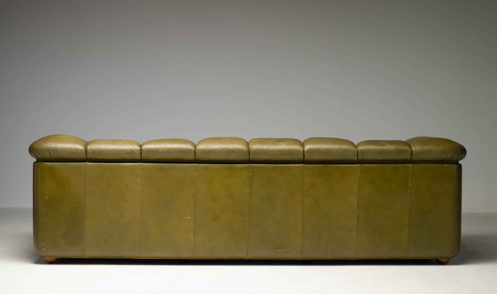 Olive Green Poltrona Frau Sofa In Good Condition In Dronten, NL