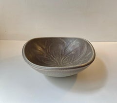 Olive Green Sgrafitto Stoneware Bowl from Lehmann Langeland, 1970s