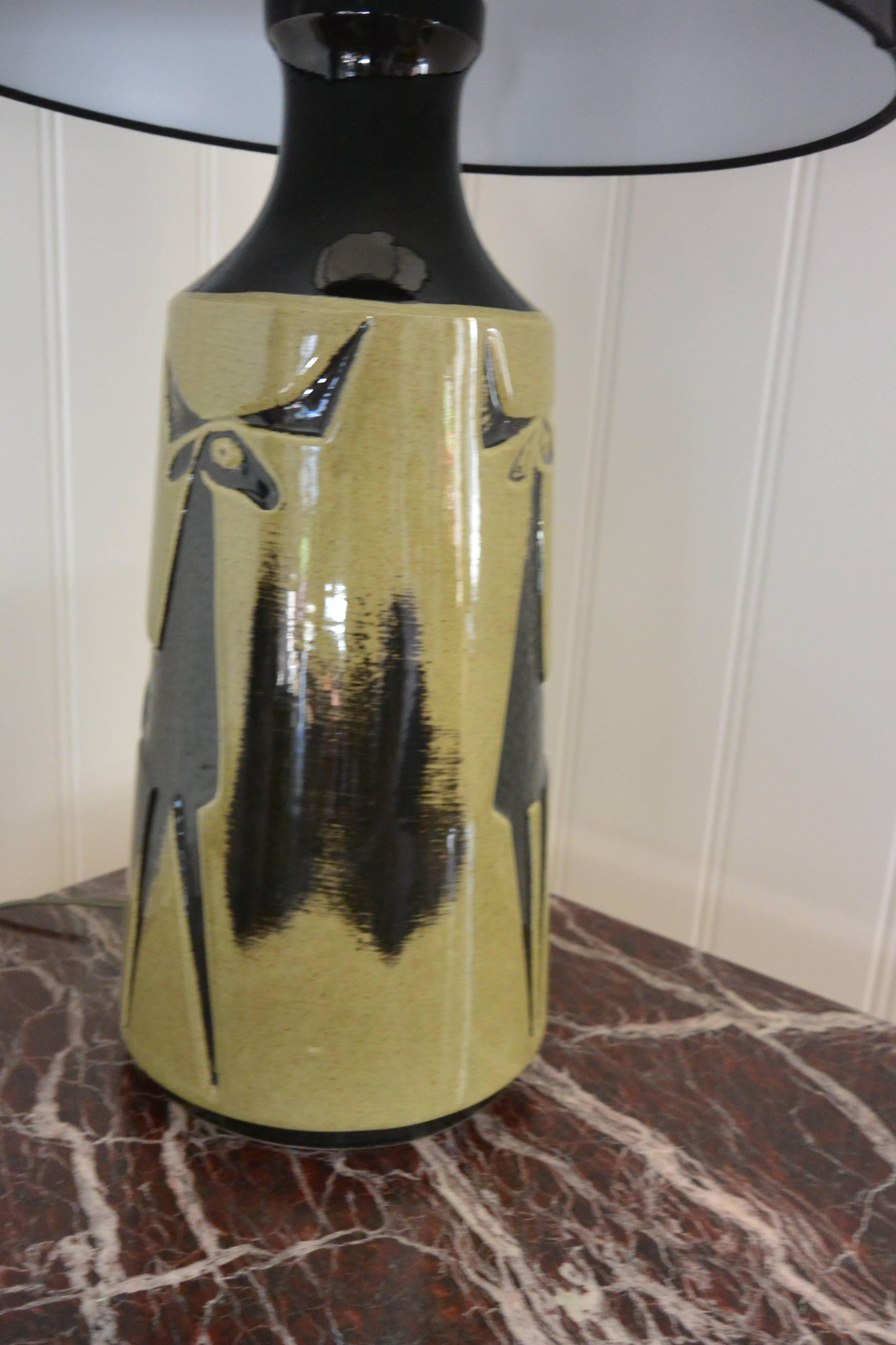 Olive Green Stag Lamp, 1960s, AWF Norway In Excellent Condition For Sale In Notteroy, NO