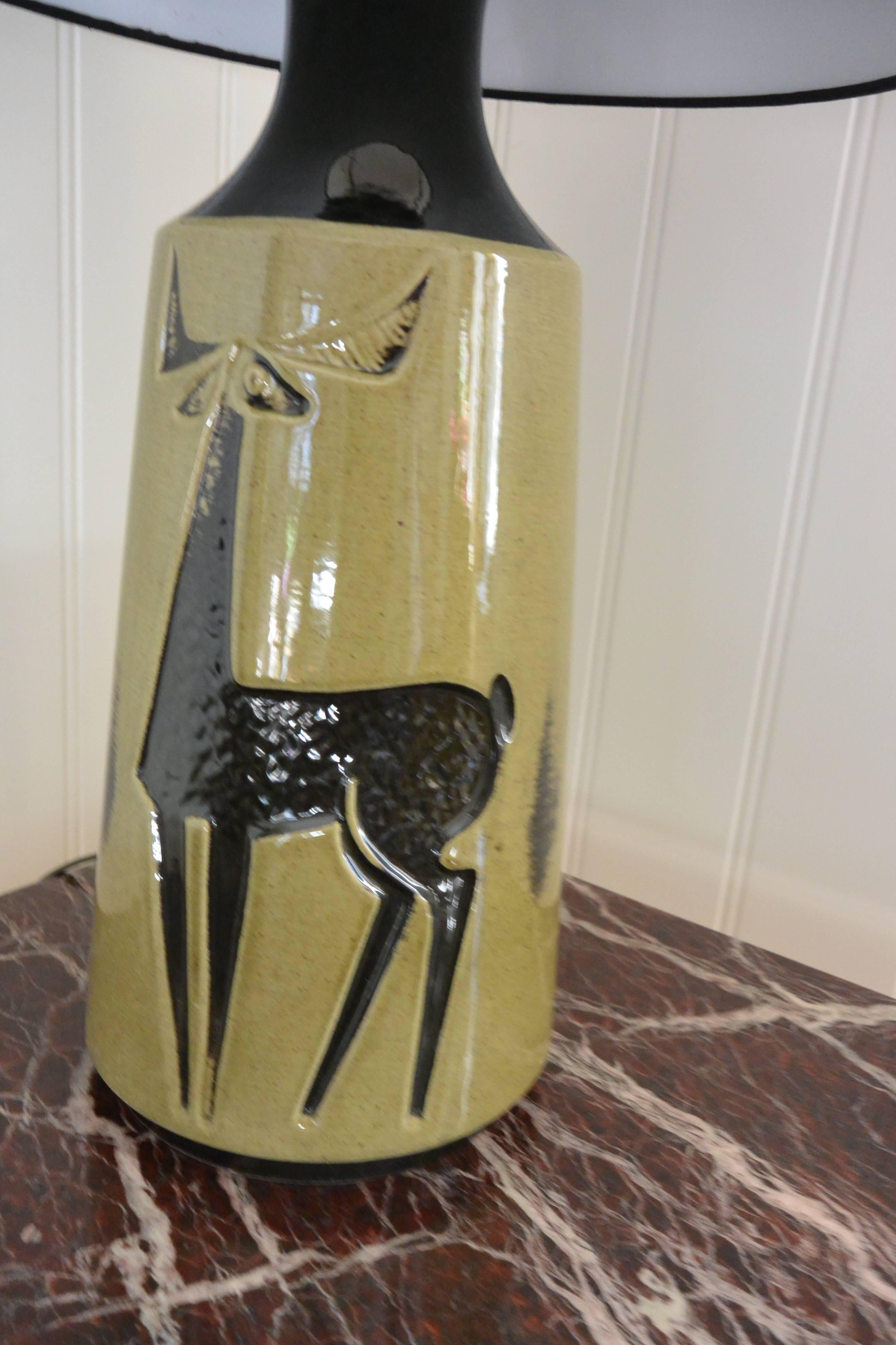 Mid-20th Century Olive Green Stag Lamp, 1960s, AWF Norway For Sale