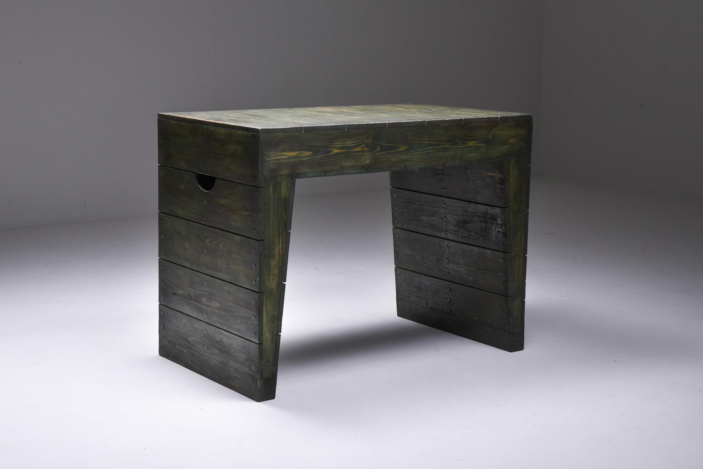 Minimalist Olive Green Table Desk by Dom Hans van der Laan & Jan de Jong