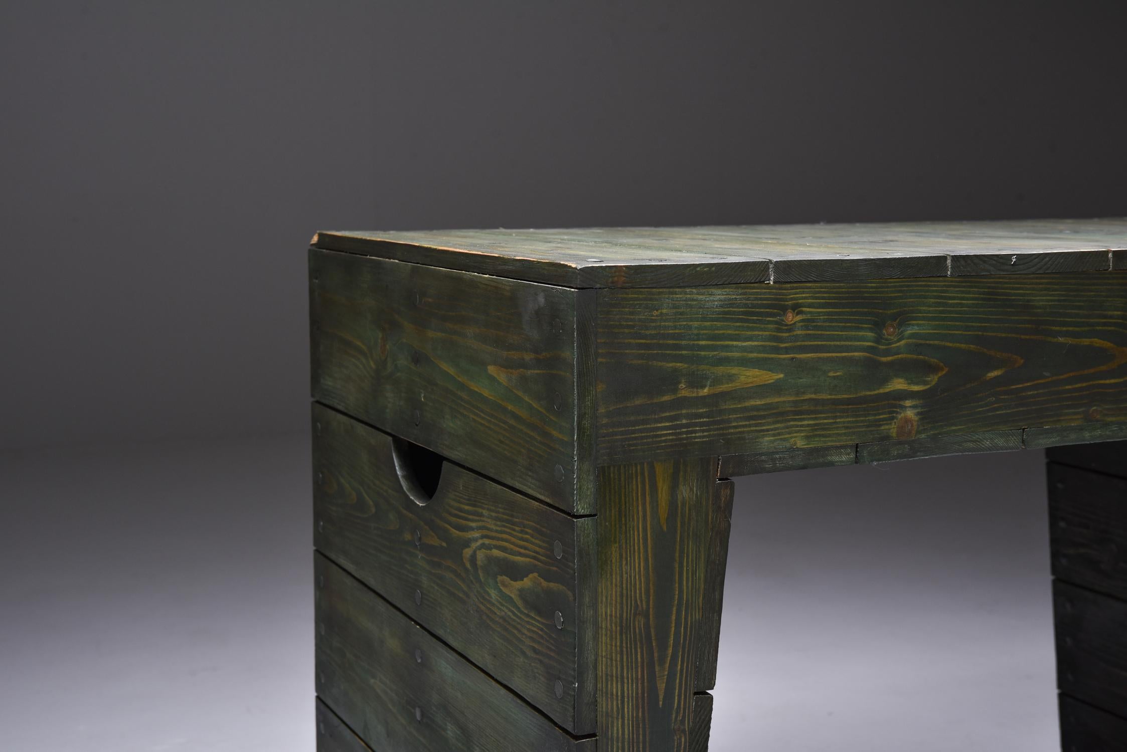 Cedar Olive Green Table Desk by Dom Hans van der Laan & Jan de Jong