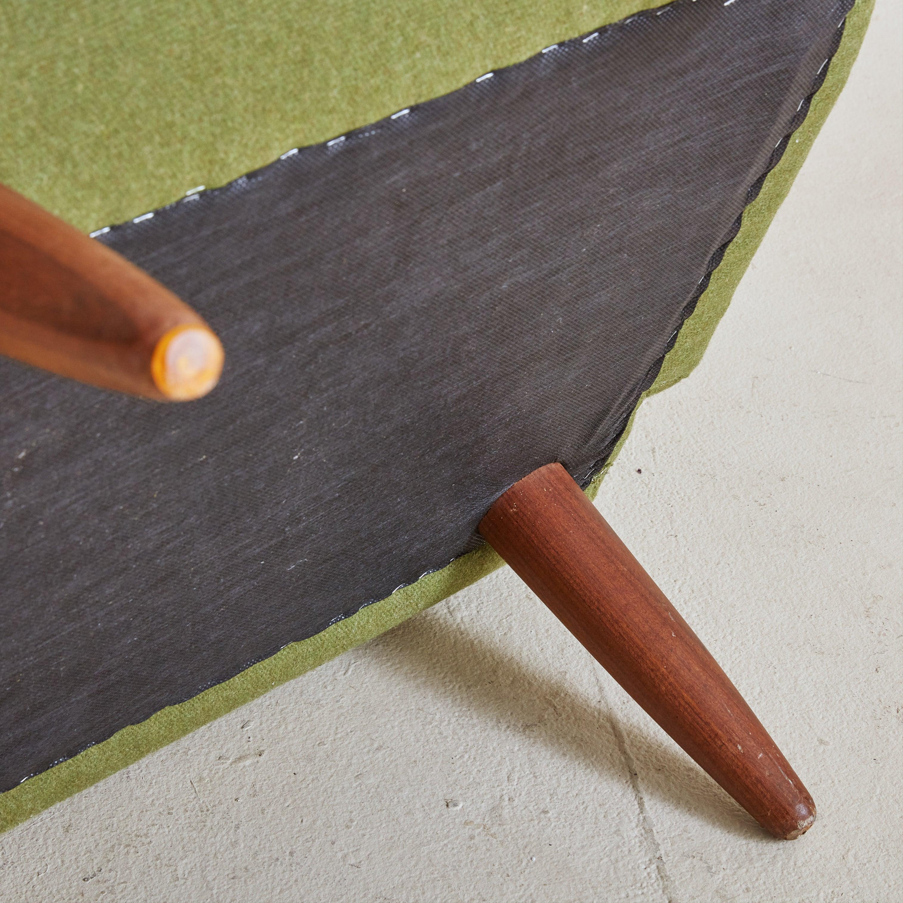 Olive Green Upholstered Armchair, Denmark 1950s For Sale 3
