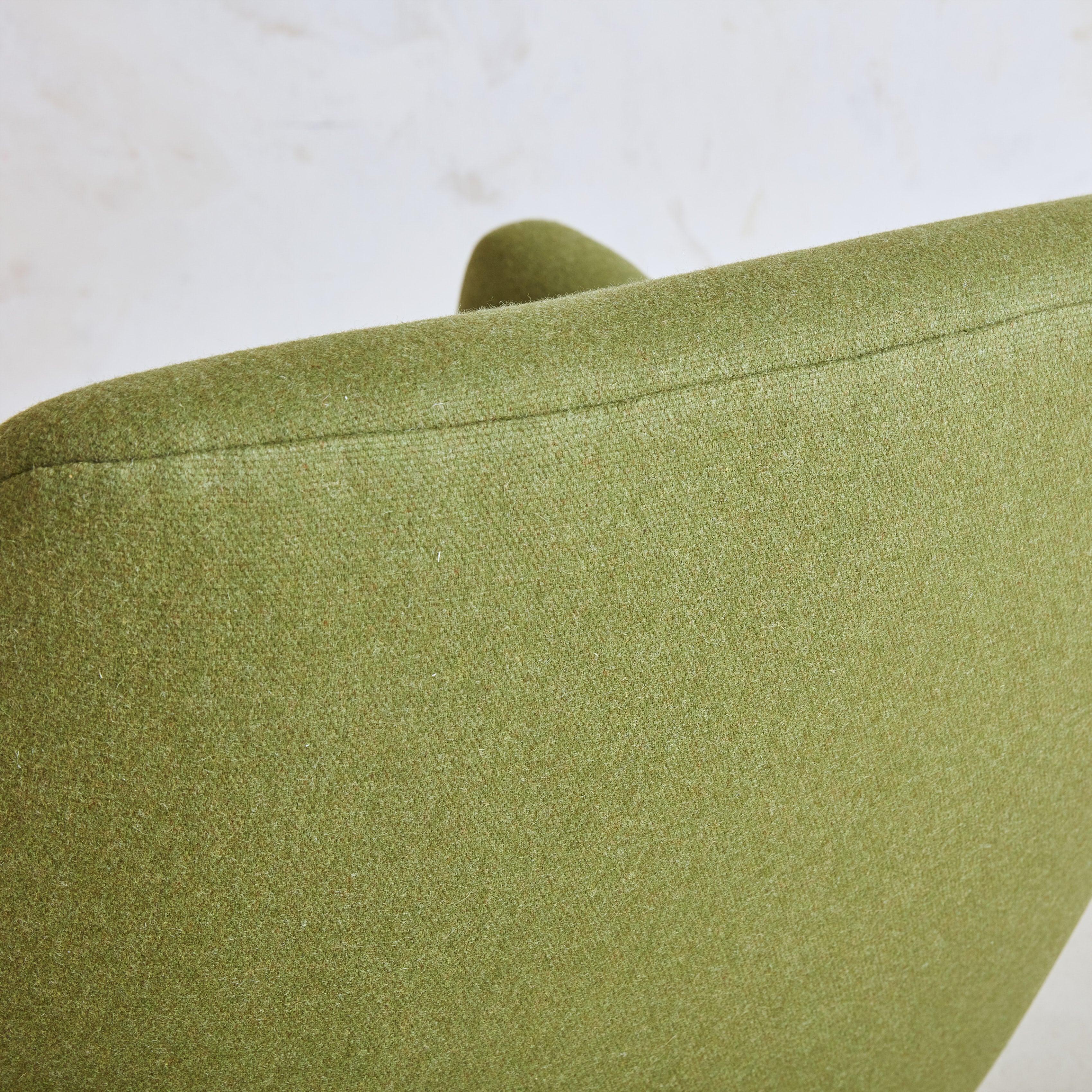 Olive Green Upholstered Armchair, Denmark 1950s For Sale 4