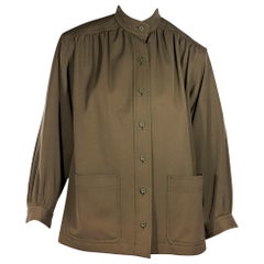 Olive Green Vintage Saint Laurent Rive Gauche Gabardine Jacket