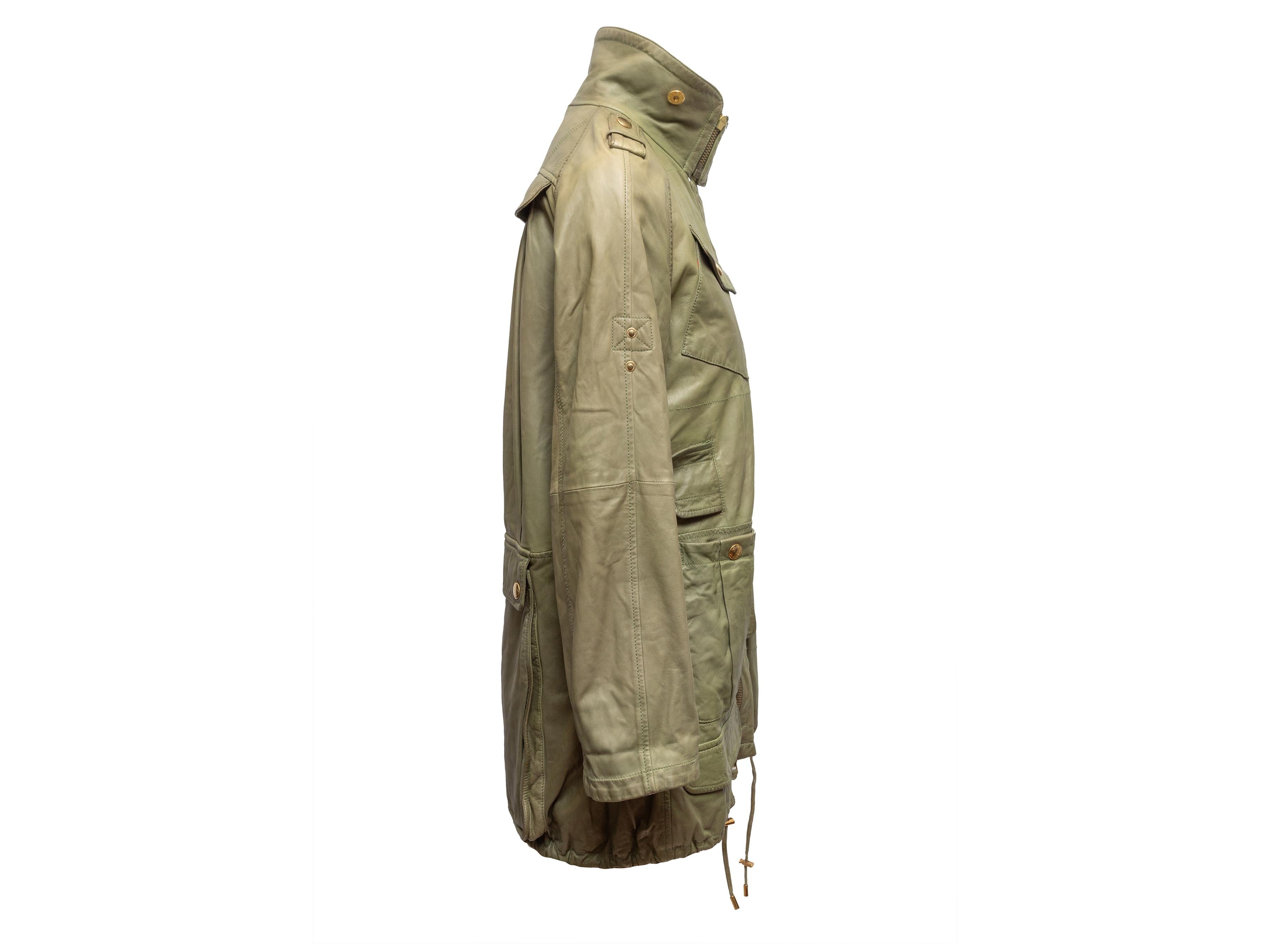 Gucci Leder Cargo Jacke Olive Größe IT 40 (Braun) im Angebot