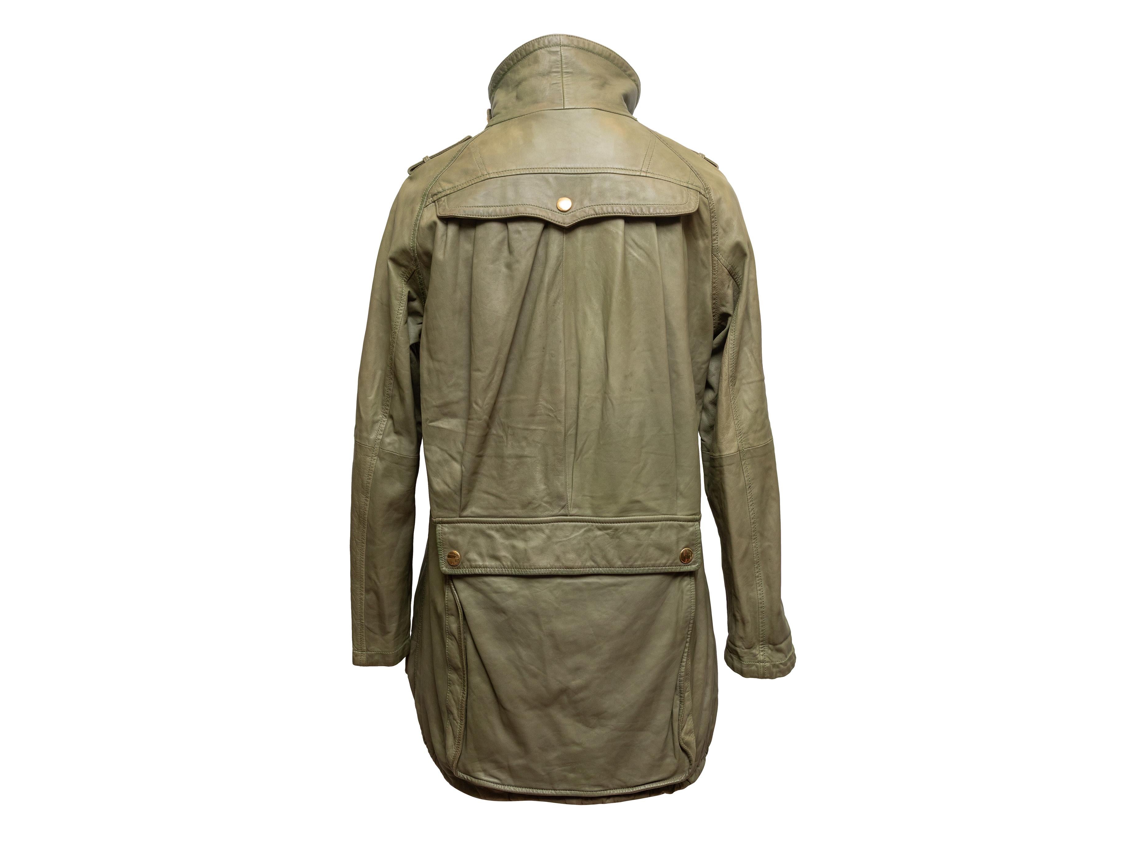 Gucci Leder Cargo Jacke Olive Größe IT 40 im Zustand „Gut“ im Angebot in New York, NY