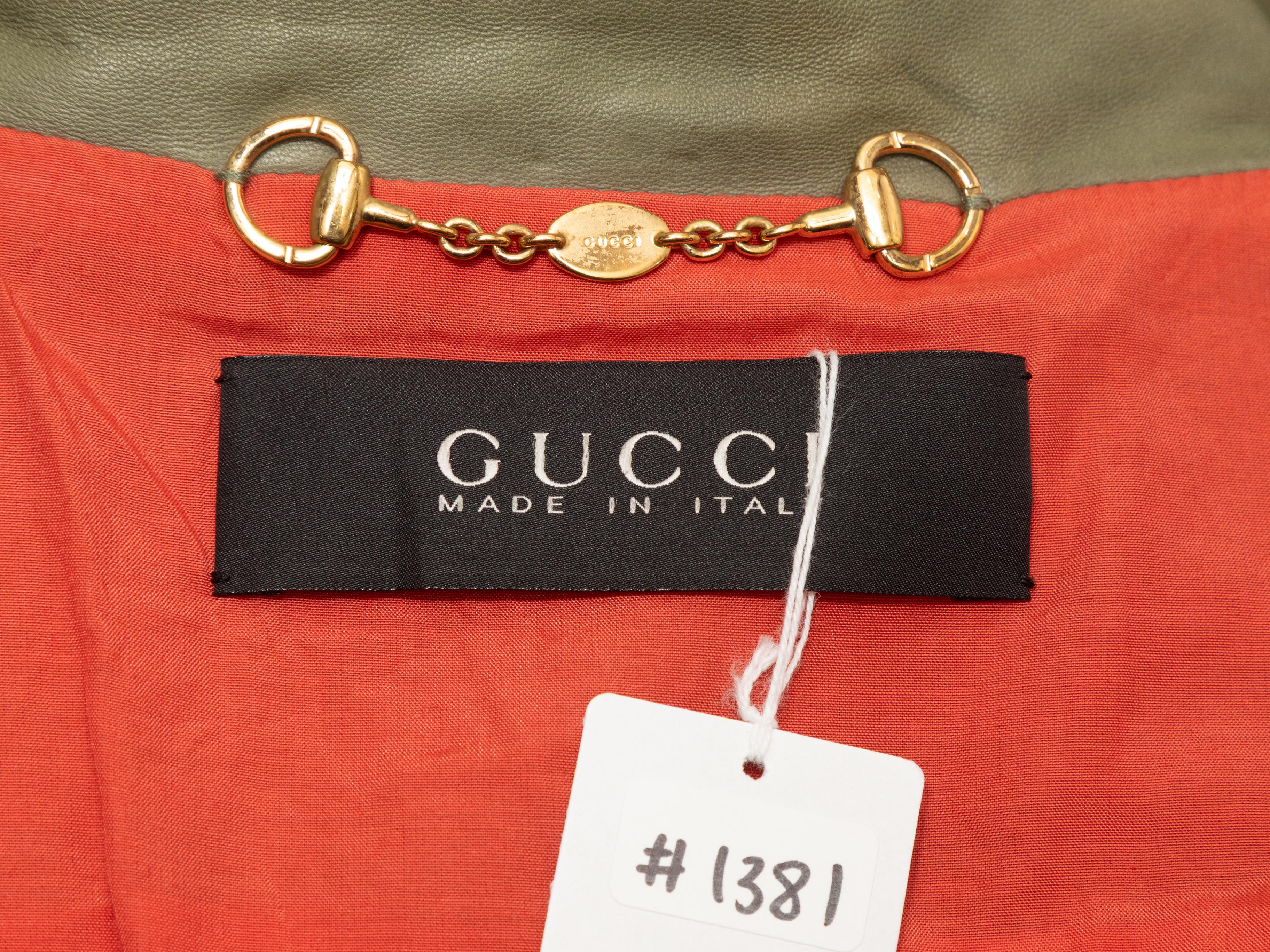 Gucci Leder Cargo Jacke Olive Größe IT 40 Damen im Angebot