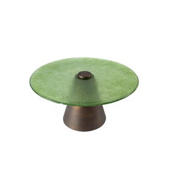 Olive & Honey Set of Coffee Tables with Hand Blown Glass Mounted on Brass Cones