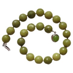 Olive Jade Necklace with Jade Clasp