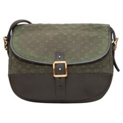 Used Olive Louis Vuitton Mini Lin Canvas & Leather Crossbody Bag