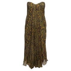 Olive
Multicolor Alexander McQueen Seiden Paisley Trägerloses Kleid Größe IT 42