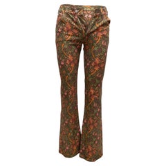 Olive & Multicolor Celine Jeans mit Blumendruck Größe US XS