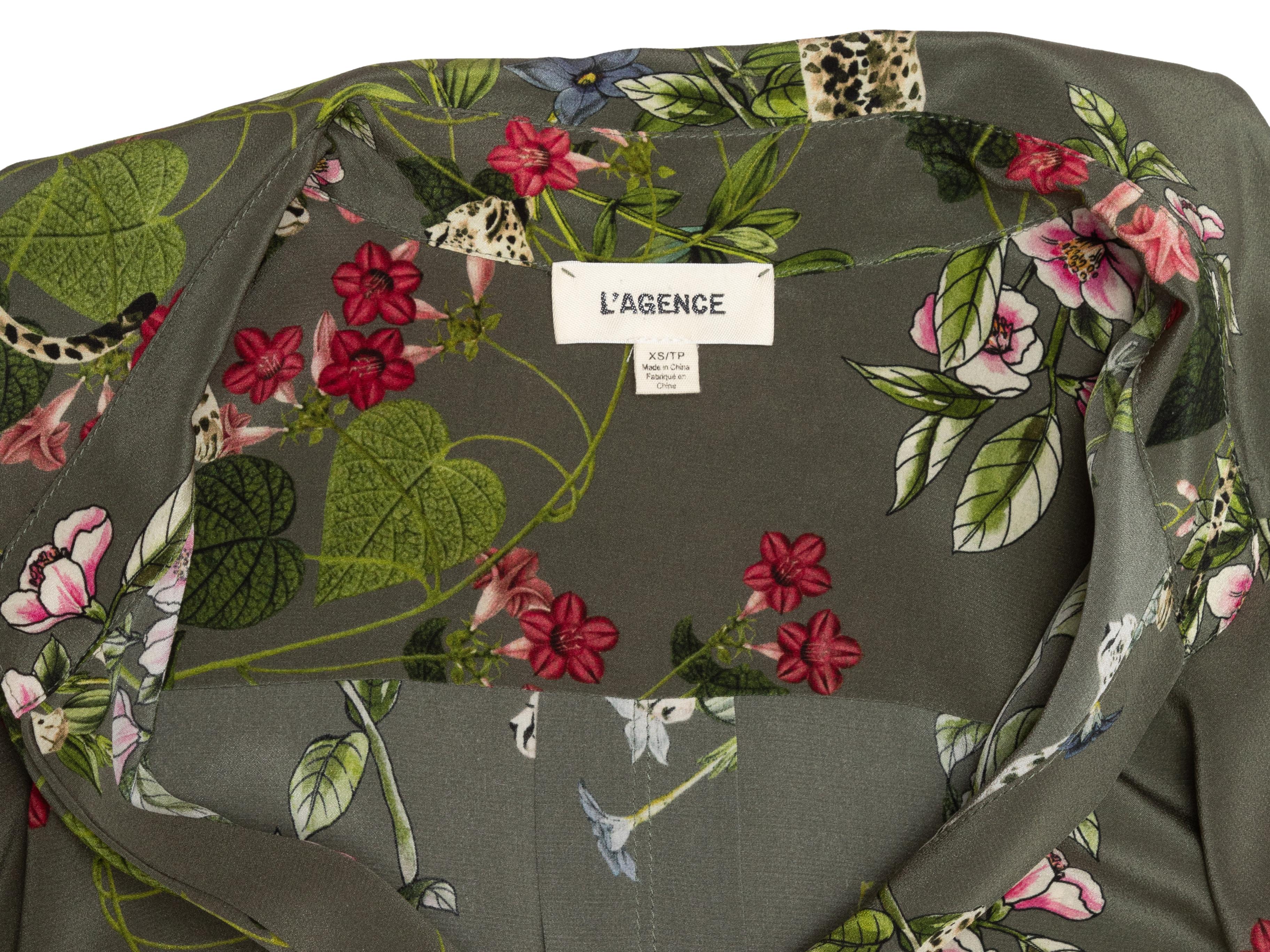 Olive & Multicolor L'Agence Cheetah & Floral Print Maxi Dress 1