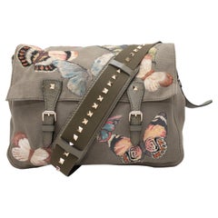 Valentino Messenger Bag in Oliv & Multicolor mit Schmetterlingsstickerei bestickt