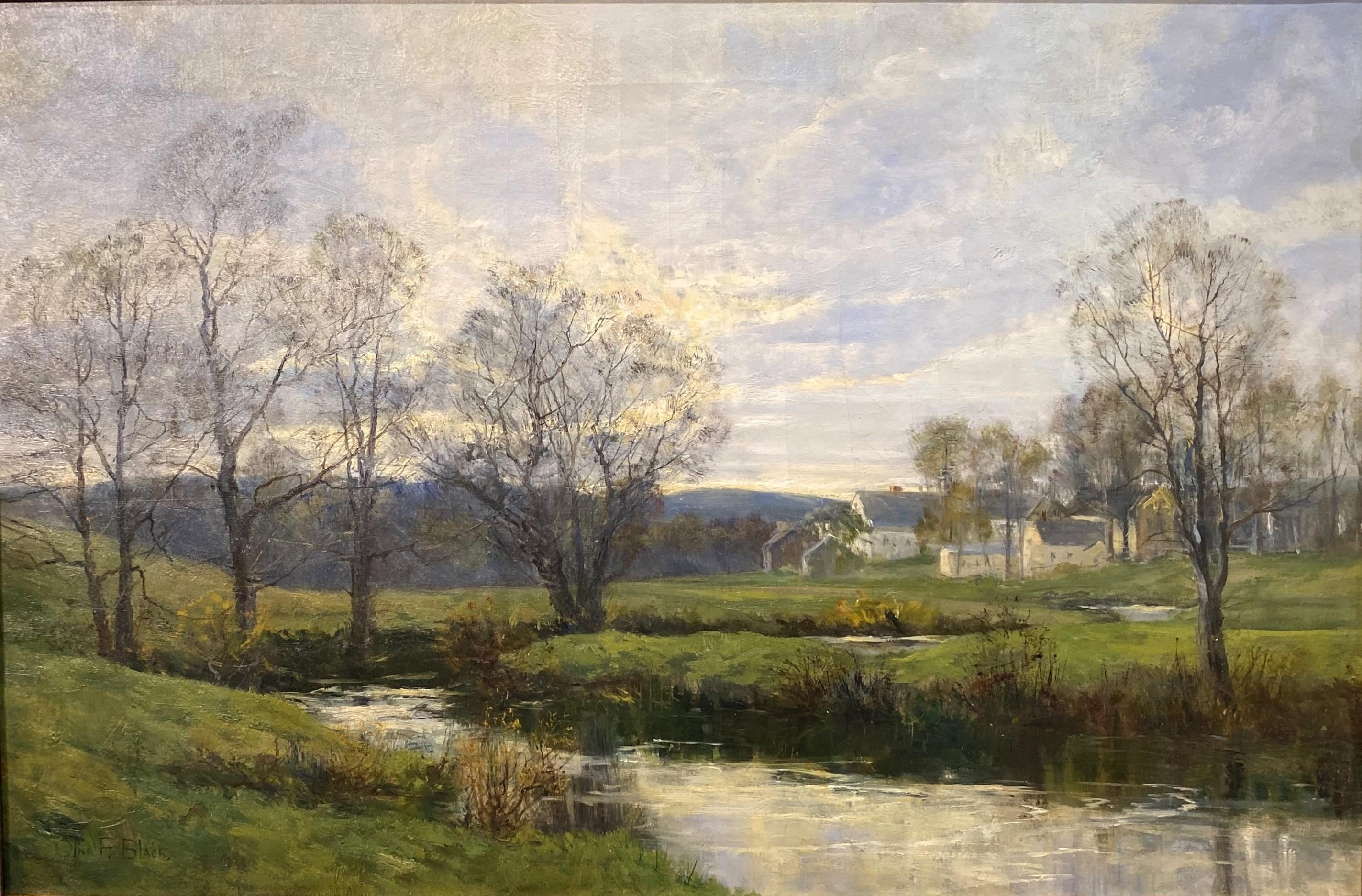 Paysage avec village - Painting de Olive Parker Black