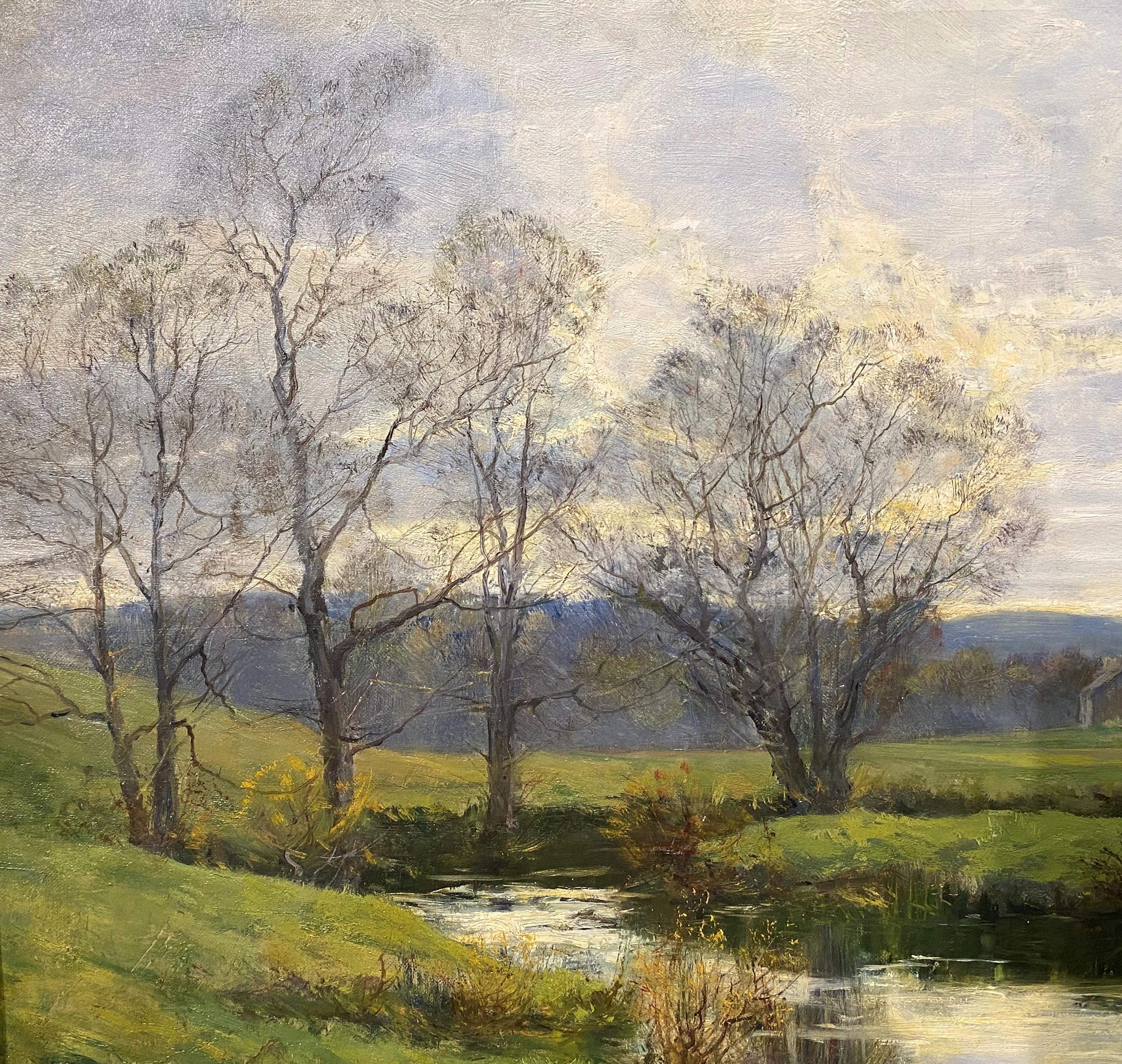 Paysage avec village - Impressionnisme américain Painting par Olive Parker Black