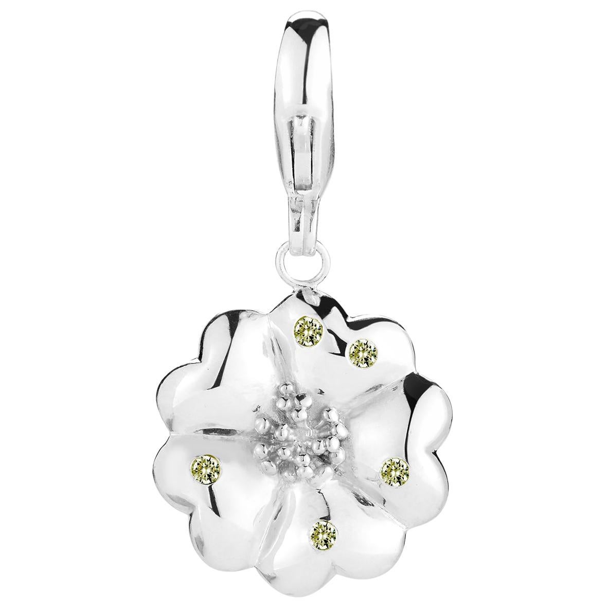 Olive Peridot Blossom Pave Detachable Charm/Pendant For Sale