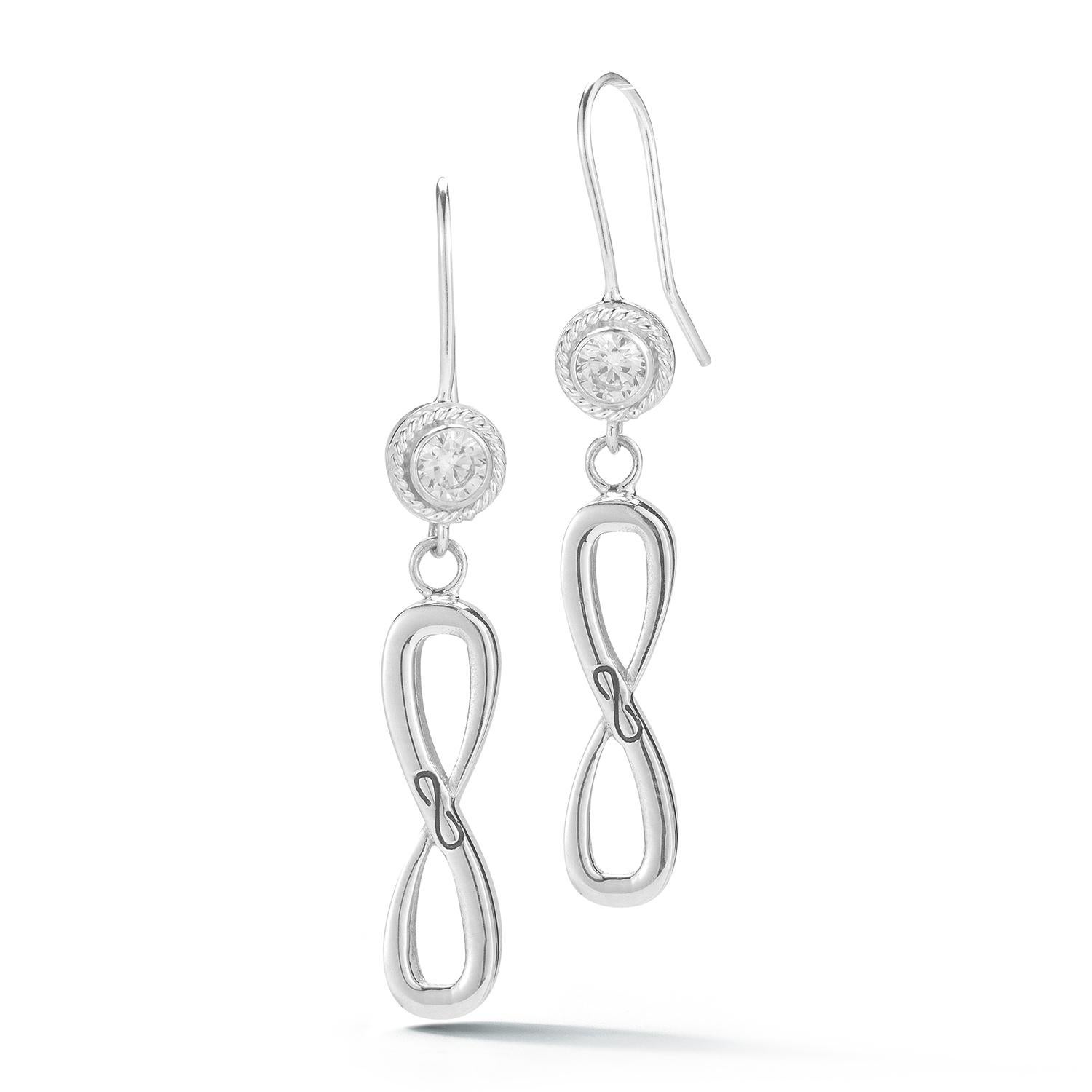 Modern Olive Peridot Infinity Stone Stud Wire Hook Earrings For Sale