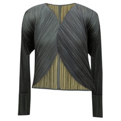 Olive Pleats Please Issey Miyake Plisse Open Front Jacket