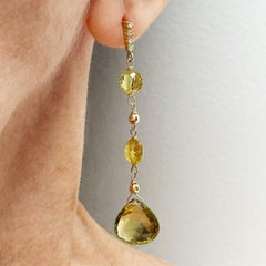 Olive Quartz and Green Garnet with Diamonds Paradizia Earrings