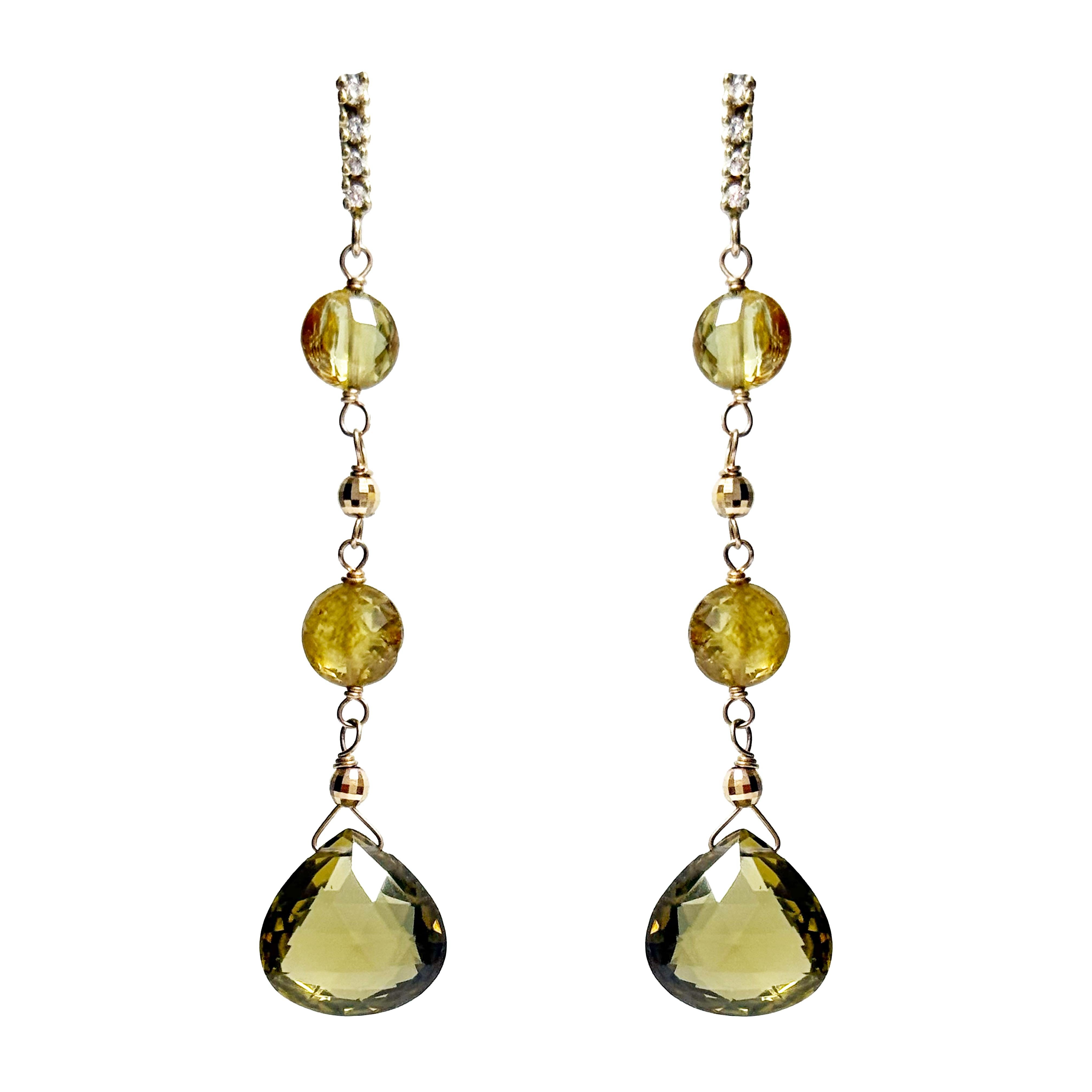 Olivquarz und grüner Granat mit Diamanten Paradizia Ohrringe (Kunsthandwerker*in) im Angebot