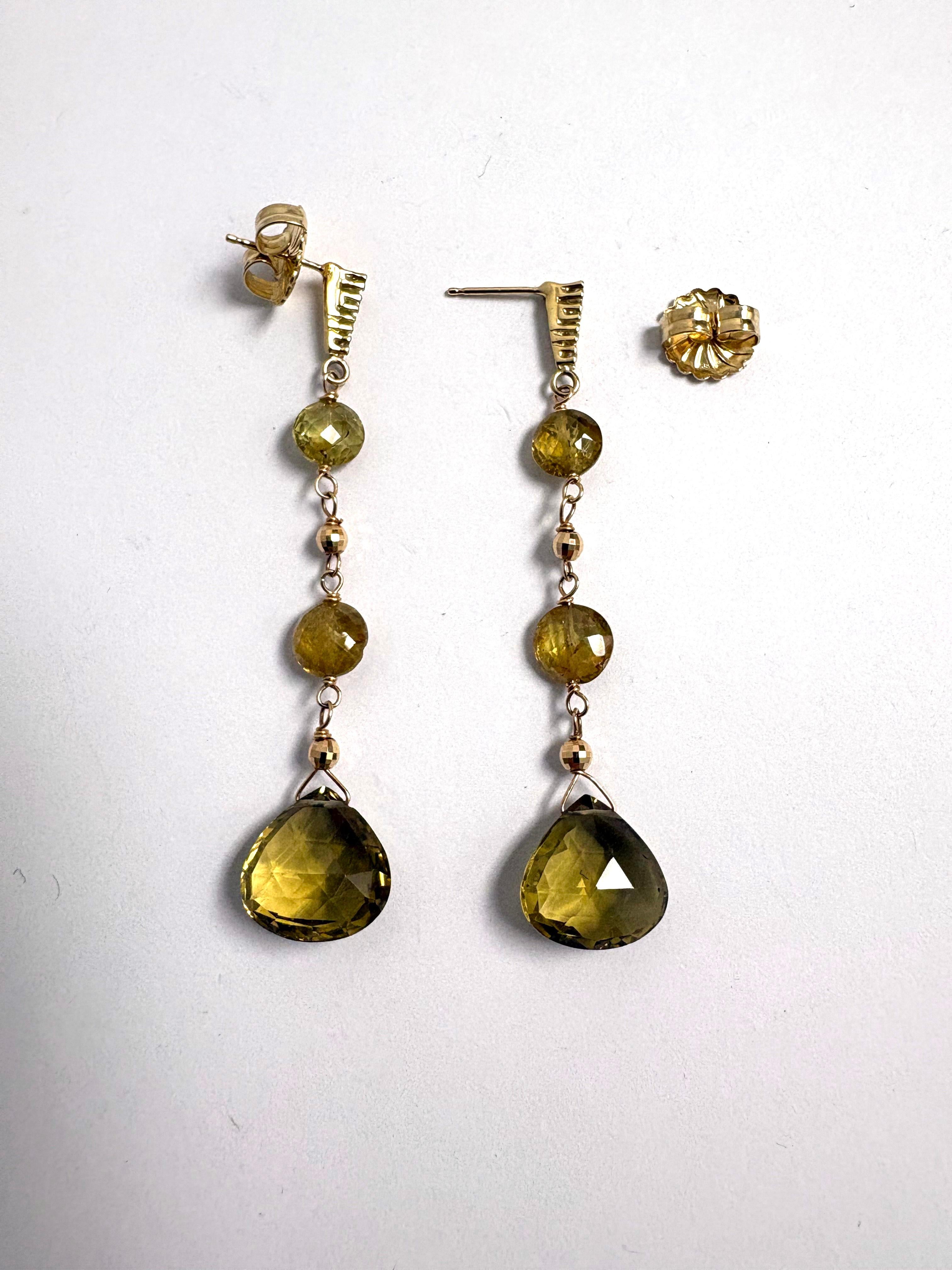 Olivquarz und grüner Granat mit Diamanten Paradizia Ohrringe Damen im Angebot