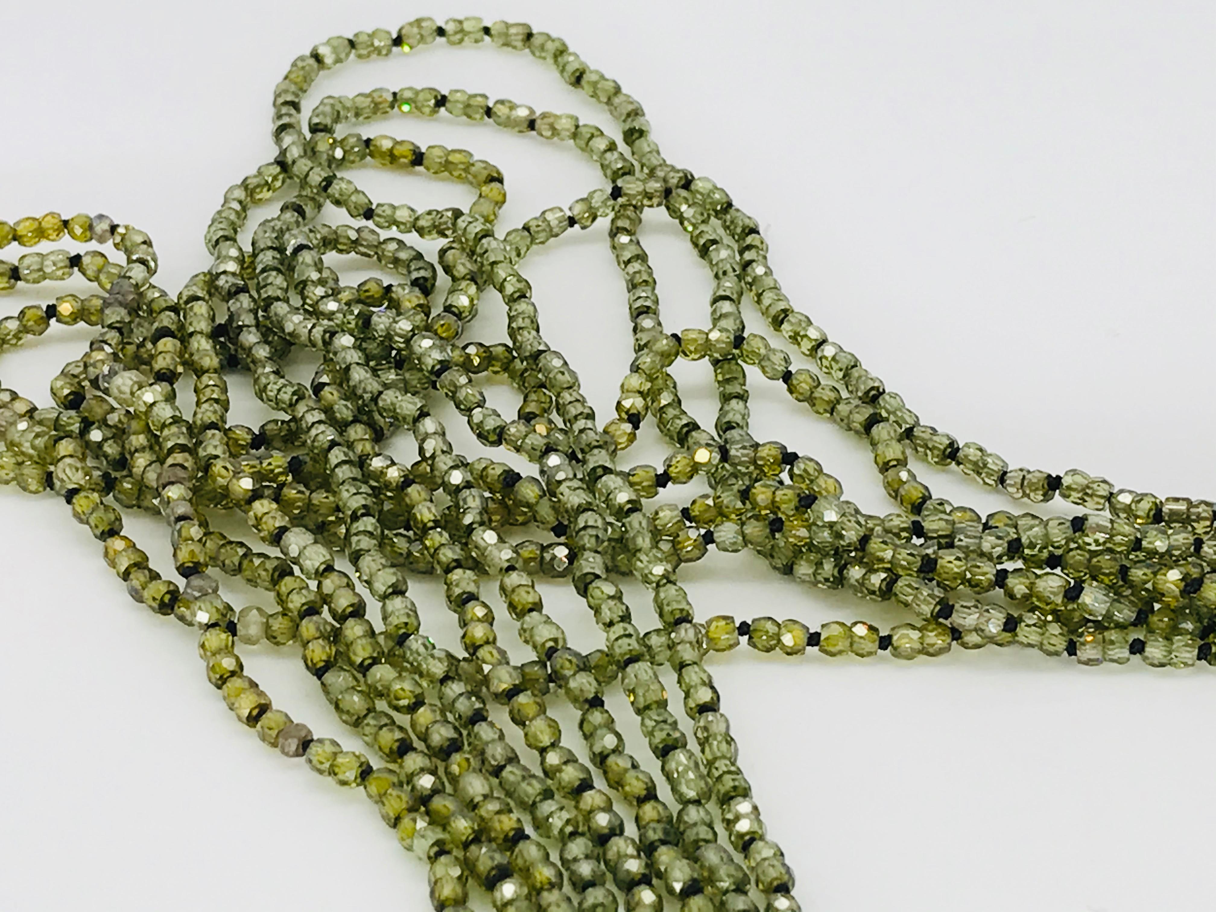Contemporary Olive Quartz Pearl and Baroque South Sea Pearl Multi-Strand Necklaces
