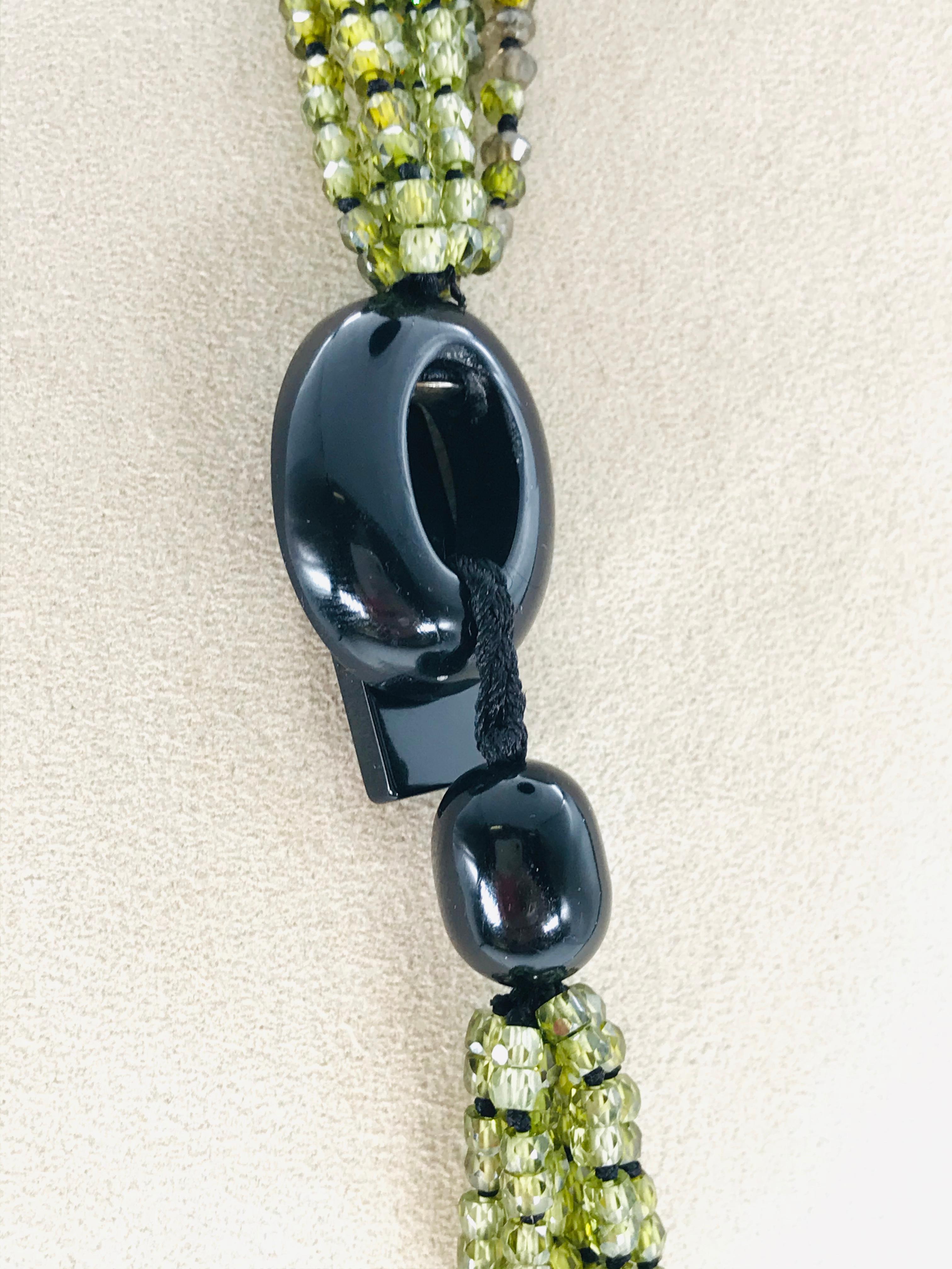 Briolette Cut Olive Quartz Pearl and Baroque South Sea Pearl Multi-Strand Necklaces