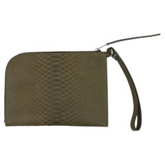Olive Rick Owens Fall/Winter 2018 Medium Python Zip Pouch