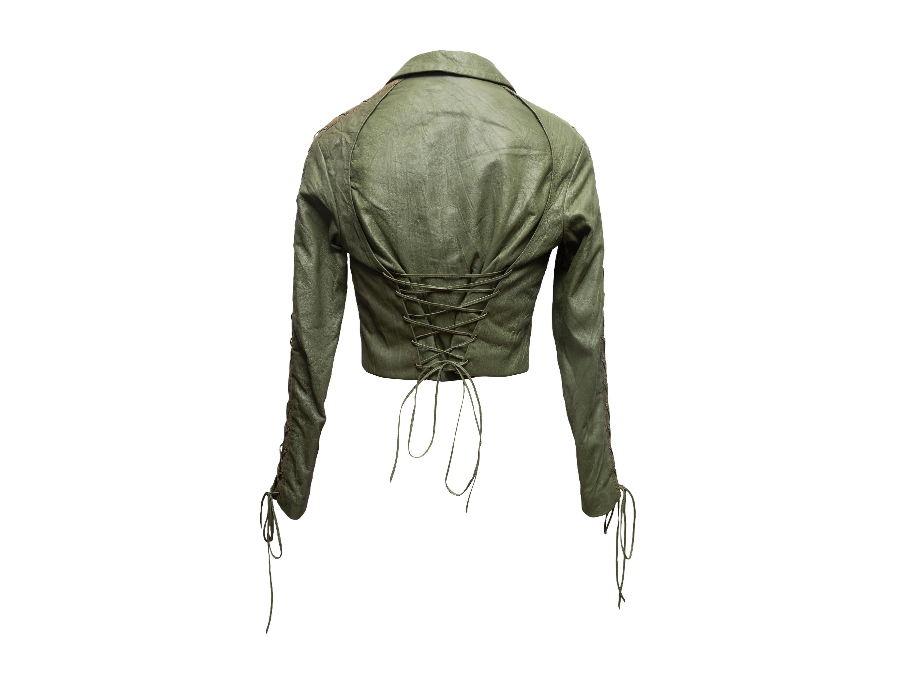 Olive Rodarte für Opening Ceremony Leder-Schnürjacke Größe US S (Grau) im Angebot