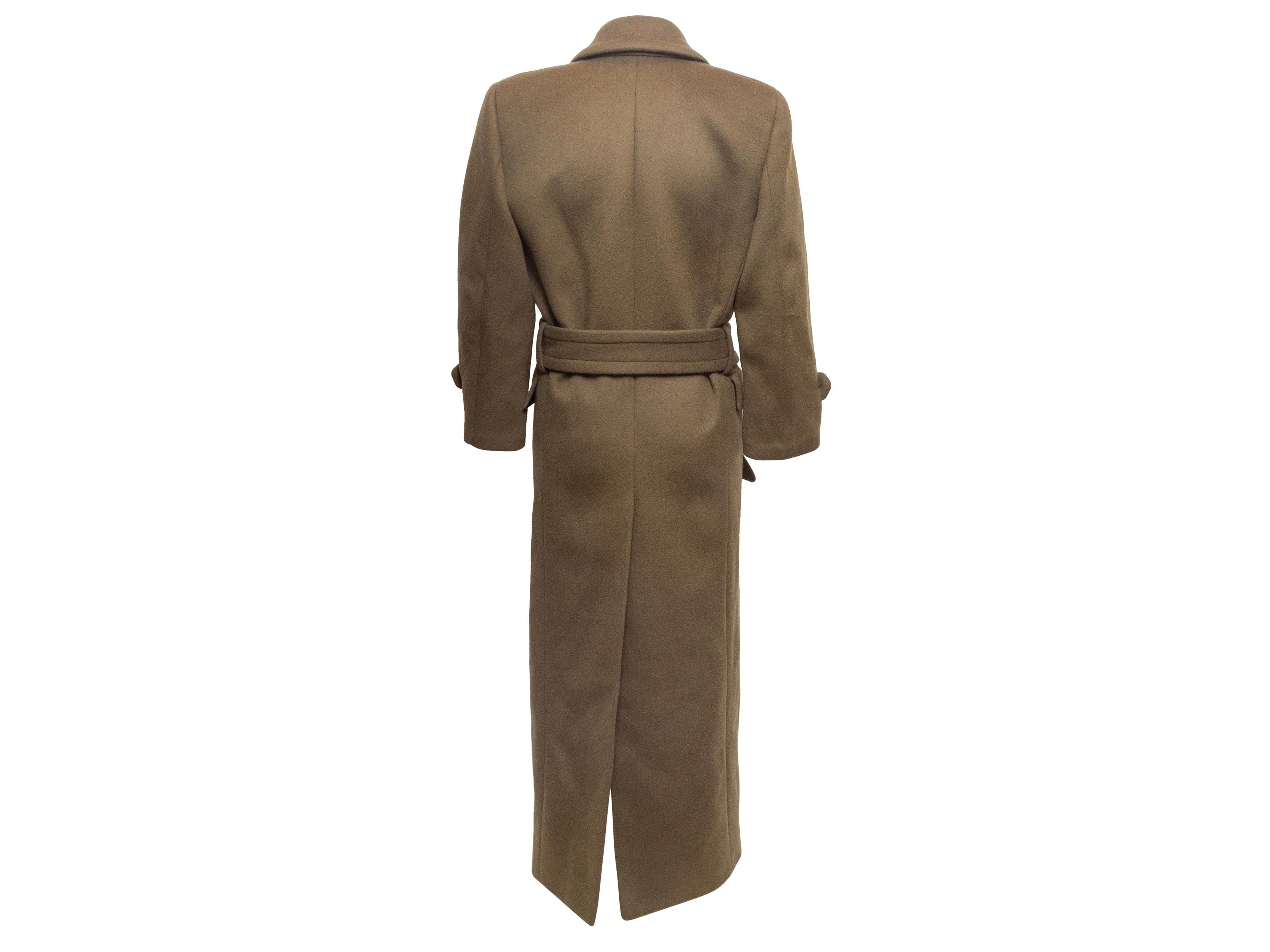 Saint Laurent Olive Trench lungo con cintura in lana Taglia FR 36 In condizioni buone in vendita a New York, NY